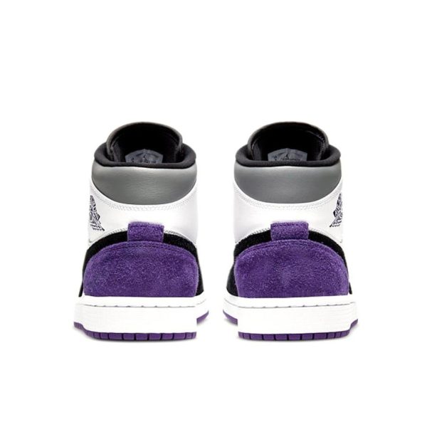 Air Jordan 1 Purple 中幫/白/黑/紫色：圖片 3