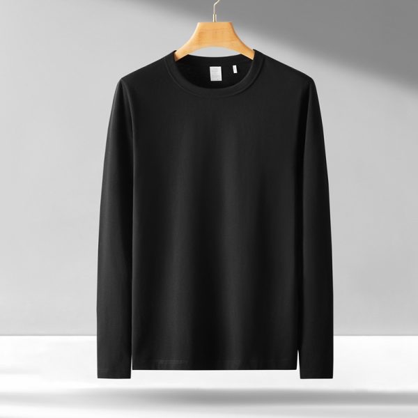 300公克重磅長袖t卹男純棉寬鬆純色上衣圓領青年秋冬t-shirt打底衫：圖片 2