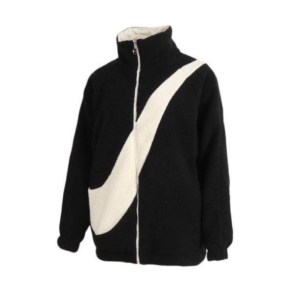 Nike 2020AW大LOGO羊羔絨雙面穿運動夾克DC5138 黑/米白勾/內里白