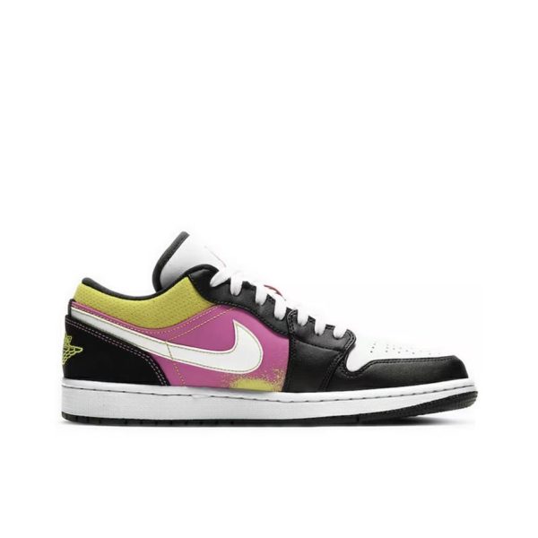 Nike Air Jordan 1 Low 黑粉黃色潑墨：圖片 3