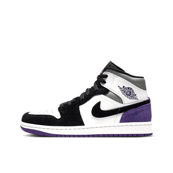 Air Jordan 1 Purple 中幫/白/黑/紫色：圖片 4