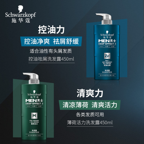 施華蔻無矽油男士洗髮精薄荷活力1瓶：圖片 2