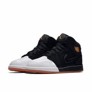Air Jordan 1 Black/Metallic Gold White 中幫/白頭
