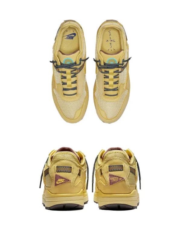 CACT.US CORP x Nike Air Max 1 "Saturn Gold" 聯名款Travis Scott 倒鉤復古低幫休閒跑步鞋男女同款土星金：圖片 3