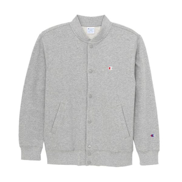 Champion 彩色雙標紐扣棒球外套灰