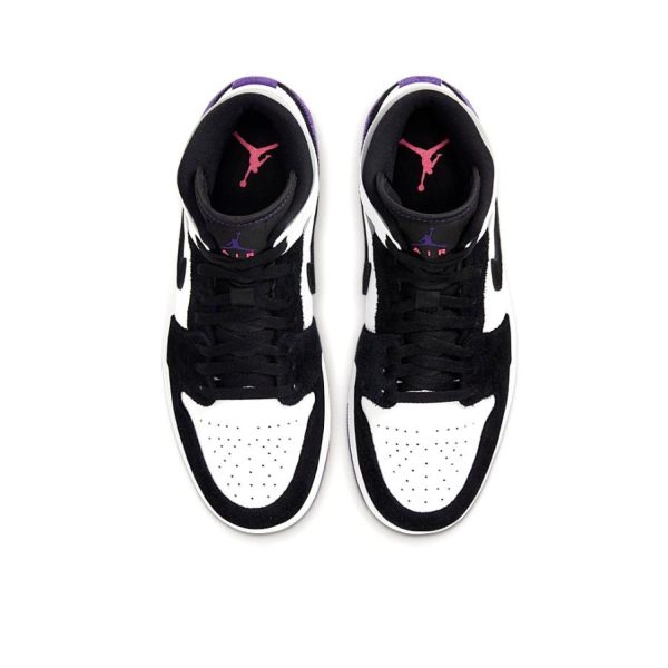Air Jordan 1 Purple 中幫/白/黑/紫色：圖片 5