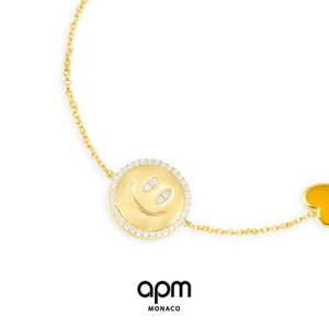 APM Monaco 橙色愛心笑臉可調手鍊女款金色新手飾銀女生禮物