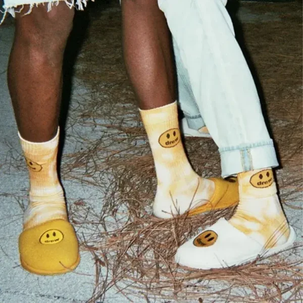 Drew House Mustard Tie Dye Socks 笑臉圖案紮染襪男女同款1雙裝黃色送禮推薦送男友：圖片 3