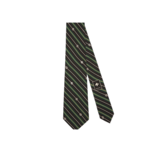 Gucci/古馳互扣式雙G印花真絲領帶714696 4EAAX 黑色