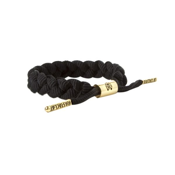 Rastaclat/小獅子純色基本系列情侶編織鞋帶手繩21100026 黑/金扣