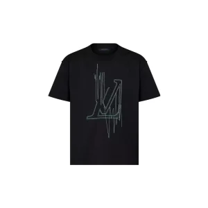 LOUIS VUITTON SS23 圖案印花圓領短袖T卹男款黑色