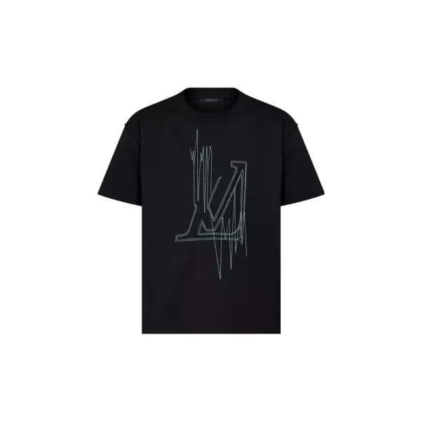 LOUIS VUITTON SS23 圖案印花圓領短袖T卹男款黑色