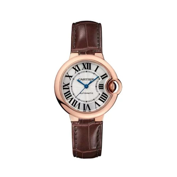 Cartier/卡地亞藍氣球玫瑰金鱷魚皮男女同款手錶：圖片 2