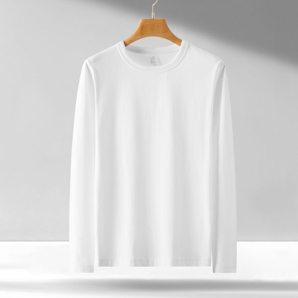 300公克重磅長袖t卹男純棉寬鬆純色上衣圓領青年秋冬t-shirt打底衫