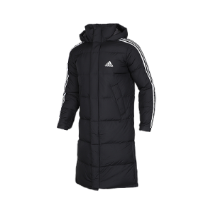adidas 2021AW運動保暖長款羽絨外套H20760 黑