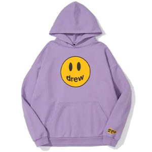 Drew House Mascot Hoodie Lavender Purple 笑臉Logo加絨套頭連帽衛衣冬季男女同款薰衣草紫送禮推薦送男友