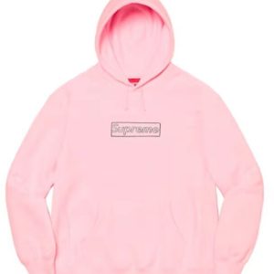 Supreme SS21 WEEK 1 X KAWS 粉筆BOX logo 印花連帽衛衣粉色