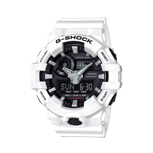 Casio/卡西歐G-SHOCK 冰韌運動電子雙顯防水防震石英男士手錶白武士GA-700-7A