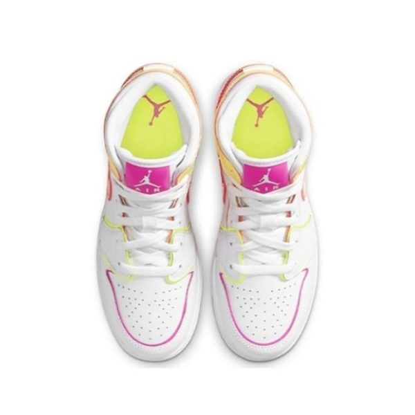 Air Jordan 1 Edge Glow 中幫/GS/白黃粉/糖果：圖片 3