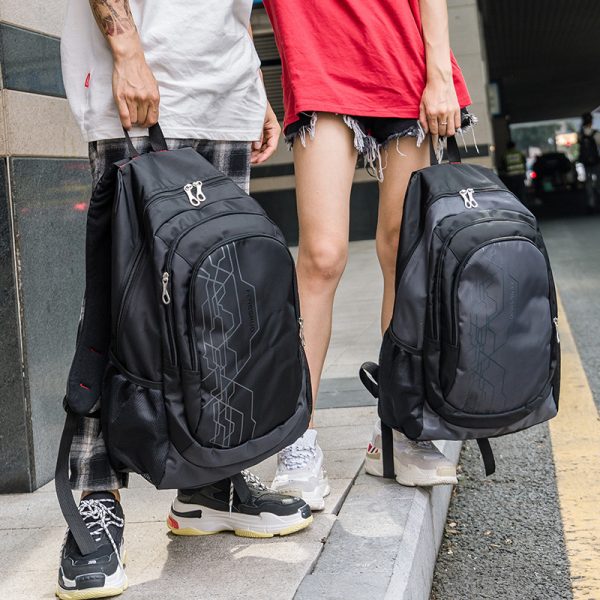 外貿貨源全新韓國ins潮酷風街拍情侶雙肩包時尚撞色個性背包：圖片 4