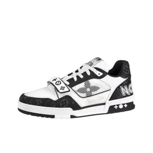Louis Vuitton 路易威登Trainer 小牛皮繫帶板鞋黑白熊貓