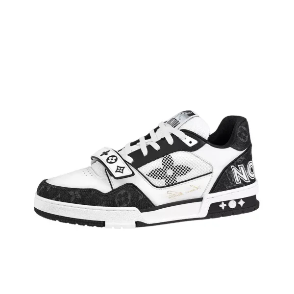 Louis Vuitton 路易威登Trainer 小牛皮繫帶板鞋黑白熊貓