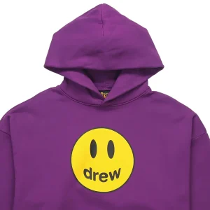 Drew House Mascot 笑臉連帽套頭加絨衛衣冬季男女同款紫色送禮推薦送男友