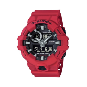 Casio/卡西歐G-SHOCK 冰韌運動電子雙顯防水防震石英男士手錶紅武士GA-700-4A