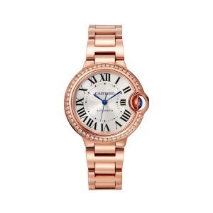 Cartier/卡地亞Ballon Bleu藍氣球玫瑰金錶帶女士手錶