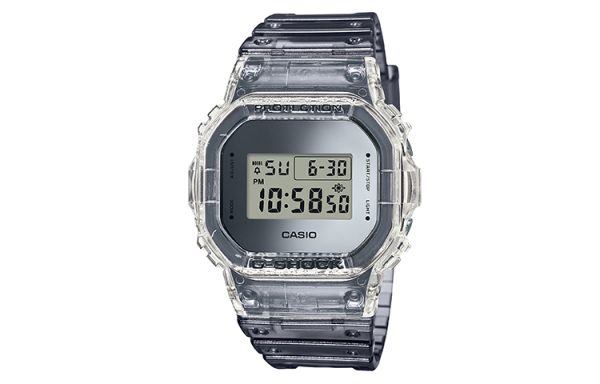CASIO卡西歐G-SHOCK See thru冰韌透明系列冰韌1.0 冰電之韌小方塊防水運動表日韓表銀灰DW-5600SK-1PRS