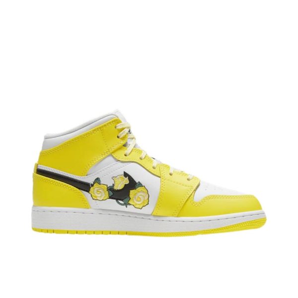 Air Jordan 1 Dynamic Yellow Floral 中幫/黃玫瑰/花卉：圖片 5