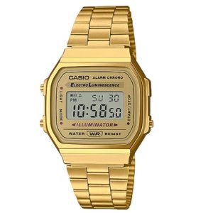 CASIO 卡西歐STANDARD系列經典小金錶方塊復古防水手錶平價小金塊日韓錶男錶金色A168WG-9W