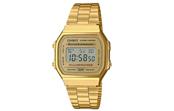 CASIO 卡西歐STANDARD系列經典小金錶方塊復古防水手錶平價小金塊日韓錶男錶金色A168WG-9W
