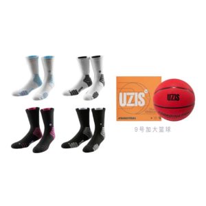 UZIS 9號精準系列運動籃球中筒襪06241727 1白1藍1粉1黑4雙M