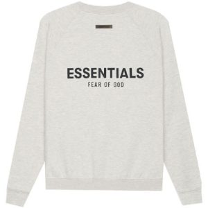 Fear of God Essentials SS21 Pullover Crewneck Light Heather Oatmeal Logo