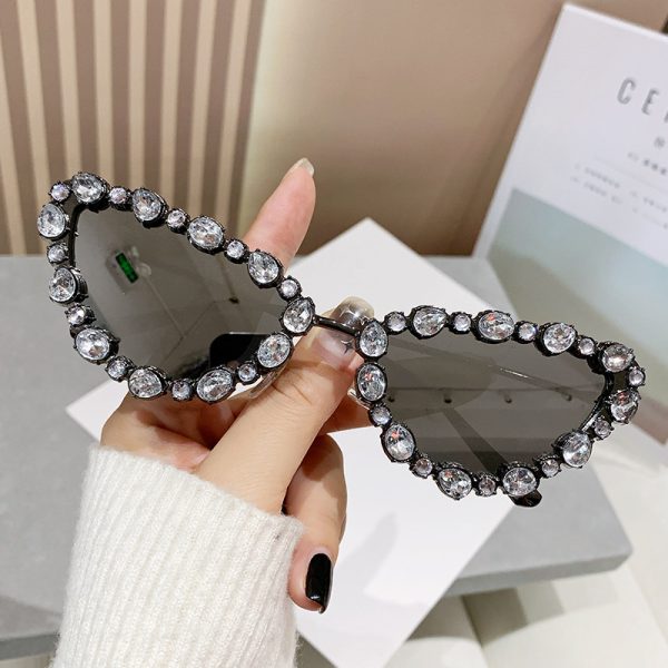 全新時尚金屬鑲鑽貓眼太陽眼鏡女歐美眼鏡個性網紅ins貓眼墨鏡：圖片 11