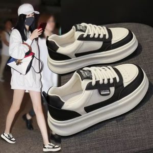 厚底小白鞋女百搭圓頭鬆糕2025春季新款熊貓網紅爆款休閒運動板鞋