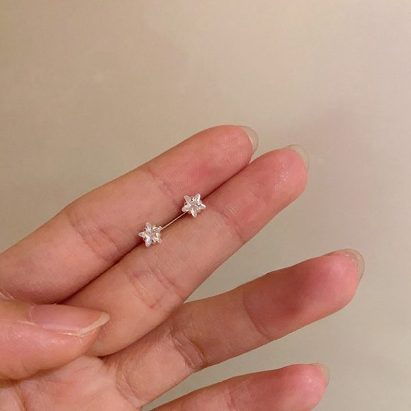 s925銀針鋯石星星耳環女睡免摘養耳洞耳環高級感精緻精緻耳環潮飾：圖片 8