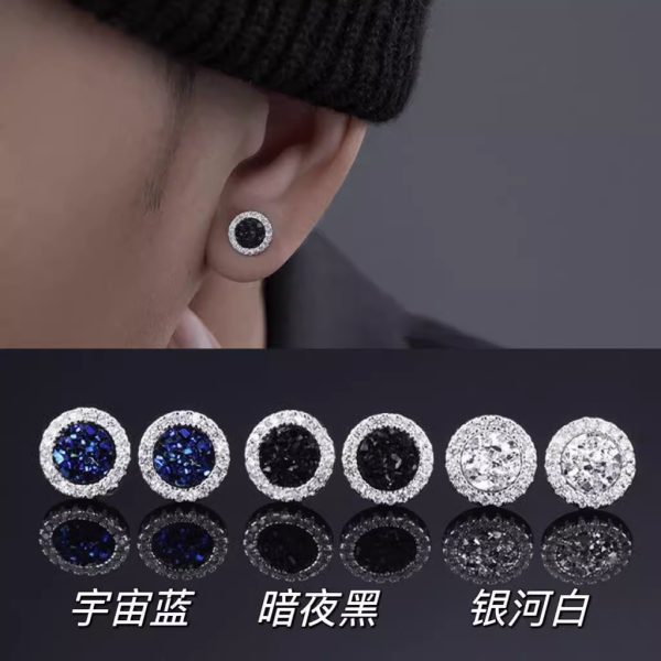 晶簇璀璨磁吸耳夾男款潮輕奢高級感冷淡風氣質耳環無耳洞無痛耳飾：圖片 8