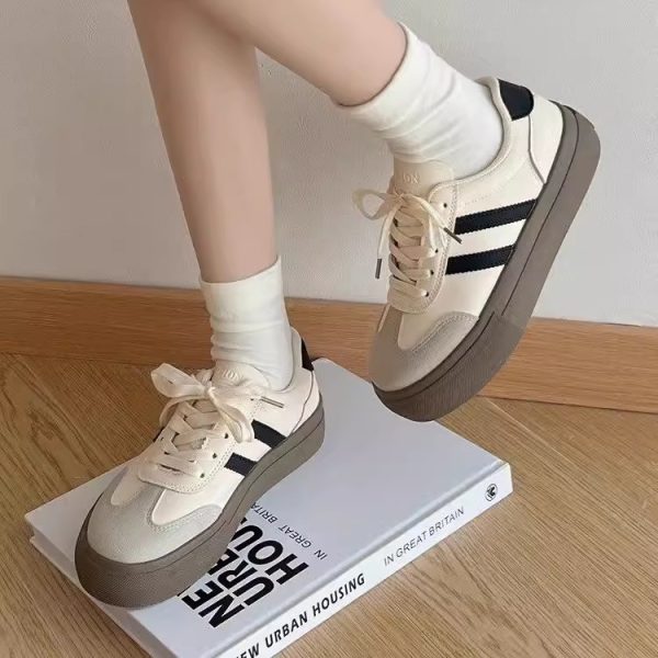 厚底阿甘德訓鞋女2025新款春季透氣復古小眾增高鞋百搭休閒板鞋：圖片 3