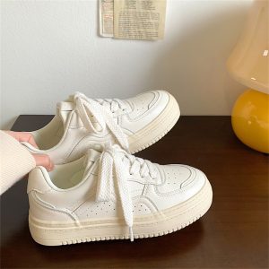 小白鞋女2025春季新款百搭增高學生運動鞋ins潮復古厚底休閒板鞋