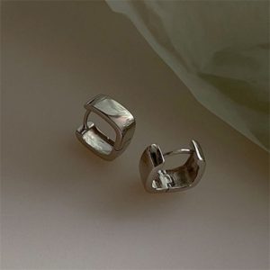 韓國方形耳扣女氣質卡扣式方塊寬面耳環個性冷淡風高級耳圈耳飾潮
