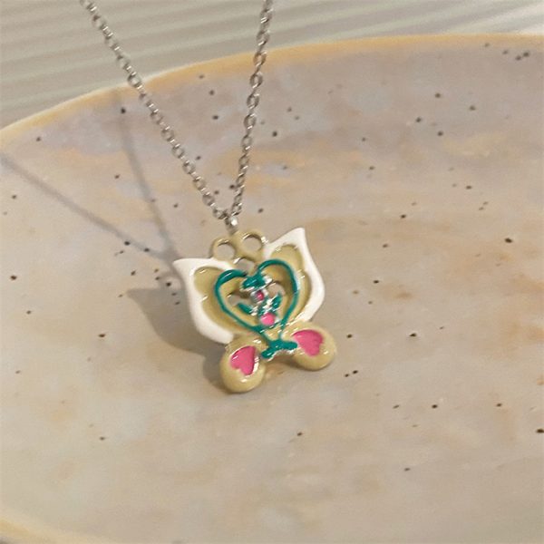 多巴胺滴釉蝴蝶吊墜項鍊女氣質小眾鎖骨鍊ins網紅簡約品：圖片 5