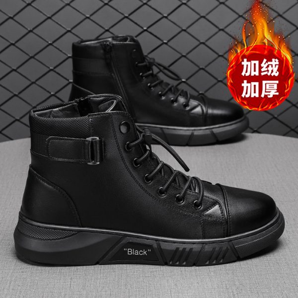 潮流馬丁靴男高筒男士休閒皮靴爆款大尺碼英倫男靴加絨保暖：圖片 6