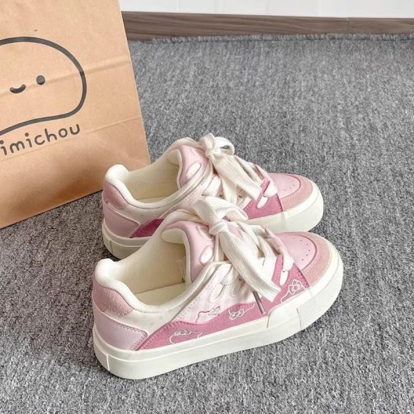 鬆糕厚底小白鞋女2025年全新百搭超火辣款麵包鞋增高休閒運動板鞋：圖片 4
