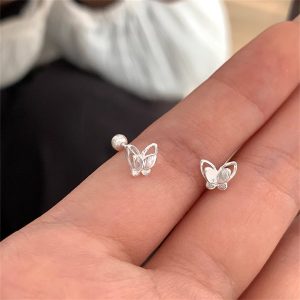 迷你立體蝴蝶耳環女日常精緻耳骨釘小眾高級感耳環飾品