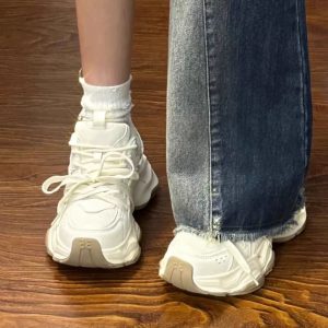 厚底老爹鞋女2025新款春季秋季網面透氣百搭小白鞋ins潮休閒運動鞋