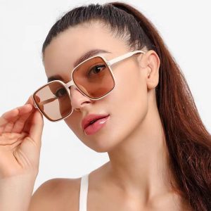 大框方形米釘墨鏡女高級感防紫外線太陽眼鏡新款時尚漸變色太陽眼鏡
