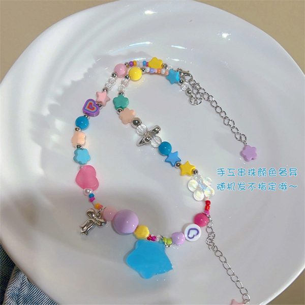 糖果沿海彩色串珠項鍊女可愛星星多巴胺錢包甜酷辣妹y2k鎖骨鏈潮：圖片 7