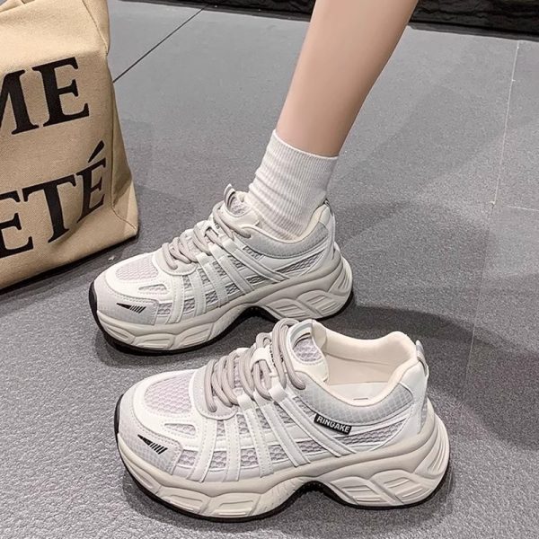 超火老爹鞋女2025春季新款厚底增高百搭小個子復古輕便休閒運動鞋：圖片 6